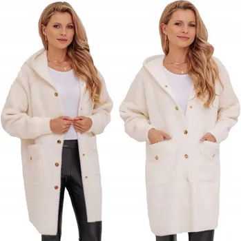 Dámský kabát Soprato dámský bílý kabát oversize s kapucí univerzální velikost