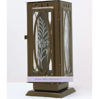 Smuteční dekorace Svítilna na postavení výstřih ovál starozlato