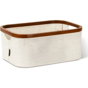Úložný box Krémový látkový úložný box 38x26x16 cm Bamboo/Linen – Bigso ID_1830658