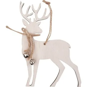 Dřevěný jelen na zavěšení 16 cm, bílý
