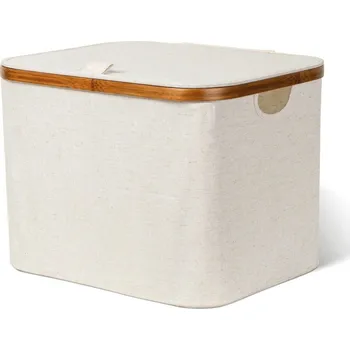 Úložný box Krémový látkový úložný box s víkem 40,5x33x30 cm Bamboo/Linen – Bigso ID_1830662