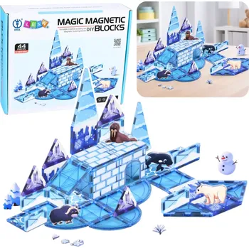 Hračka Magnetické stavebnice Ledové království se zvířátky, 44 dílků
