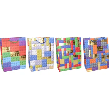 Dárková papírová taška S 18 × 24 × 8,5 cm – dětský motiv kostek
