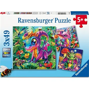 Puzzle Ravensburger puzzle Dráčátka objevují přírodu 3×49 dílků