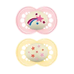 MAM Dudlík silikonový Original Night 6+m (2ks) - růžový/žlutý