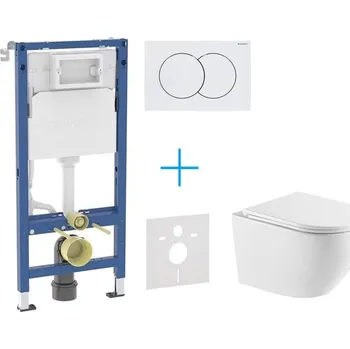 WC sada Geberit + kielle Set předstěnové instalace Duofix Delta + vortex rimless+ klozet a sedátko se SoftClose kielle Oudee + tlačítko Delta01, bílá