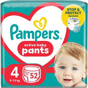 Plenkové kalhoty Pampers Pants Velikost 4, 52 ks, 9-15 kg Plenkové Kalhotky
