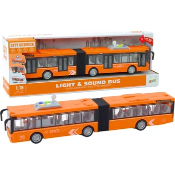 Hračka LEAN Toys Kloubový městský autobus Pohon Světla Zvuky Pohon Oranžový 1:16