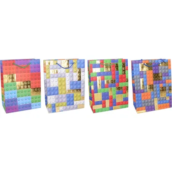 Dárková papírová taška M 26 × 32 × 10 cm – barevné kostky