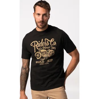 Pánské tričko JP1880, Plus size Tričko, krátké rukávy, motorkářský potisk, kulatý výstřih, do 8XL pro plnoštíhlé nadměrná velikost, 823985100-1456, černý, 7XL, Plus size oblečení, Oblečení pro vysoké muže, Nadměrné velikosti, Oblečení pro plnoštíhlé.