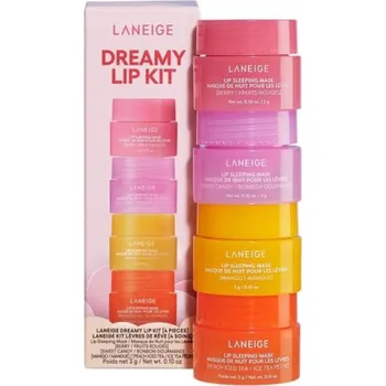 Péče o rty Laneige Dreamy lip kit sada 4x maska na rty na noc peach ice tea (broskvový ledový čaj)