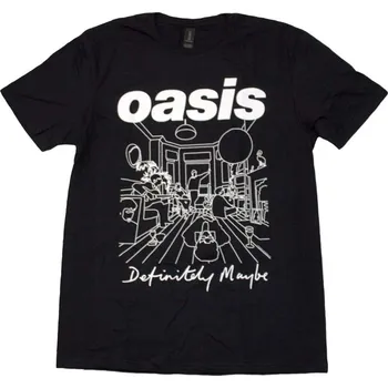 Pánské tričko Oasis Tričko Definitely Maybe Line Drawing Unisex Black S