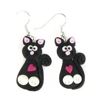 Náušnice Fimos Náušnice Fimo kočičky černé S4643