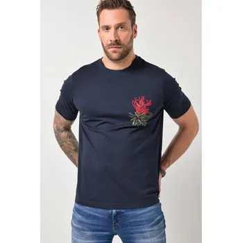 Pánské tričko JP1880, Plus size Tričko JP1880, krátké rukávy, potisk na hrudi, do 8XL pro plnoštíhlé nadměrná velikost, 846670130-1455, modrý, 6XL, Plus size oblečení, Oblečení pro vysoké muže, Nadměrné velikosti, Oblečení pro plnoštíhlé.