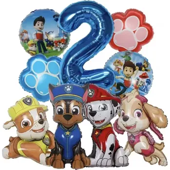 Balónek Fóliové balónky - PAW PATROL - TLAPKOVÁ PATROLA - ČÍSLO 2 - 9 ks (Značka: MINISO)