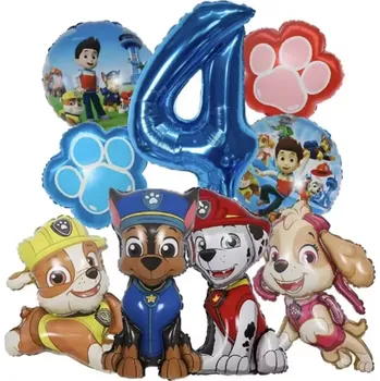 Balónek Fóliové balónky - PAW PATROL - TLAPKOVÁ PATROLA - ČÍSLO 4 - 9 ks (Značka: MINISO)