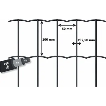 Pletivo Svařované pletivo, drát 2,5 mm, oko 100x50, výška 60 cm, 25 m, antracitově šedá