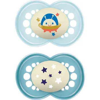 dudlíky MAM Dudlík silikonový Original Night 6+m (2ks) - tyrkysový/tmavě tyrkysový