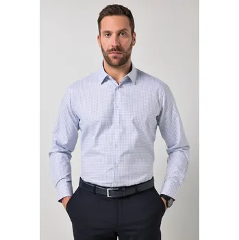 Pánská košile JP1880, Plus size Kostkovaná košile, business, dlouhé rukávy, Kent límeček, Comfort střih, do 8XL pro plnoštíhlé nadměrná velikost, 846159710-1454, modrý, 5XL, Plus size oblečení, Oblečení pro vysoké muže, Nadměrné velikosti, Oblečení pro plnoštíhlé.