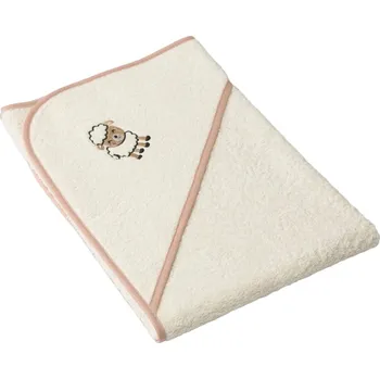 Dětská osuška s kapucí jasmínová s výšivkou Beránka: 75x75cm