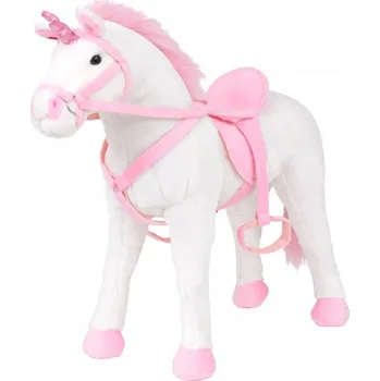 plyšák Plyšový jednorožec, stojící, bílo-růžový, XXL