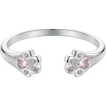 Prsten GRACE Silver Jewellery Stříbrný prsten Kočičí tlapky se srdíčky - stříbro 925/1000 P-SCR1050-E/34 nastavitelná Stříbrná