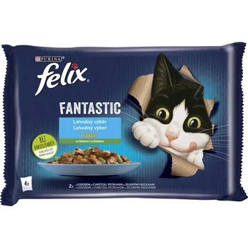 Felix Fantastic s lososem a cuketou/pstruhem fazolkami 4x85g cena za kartonové balení (Kartonové balení : 12 ks)