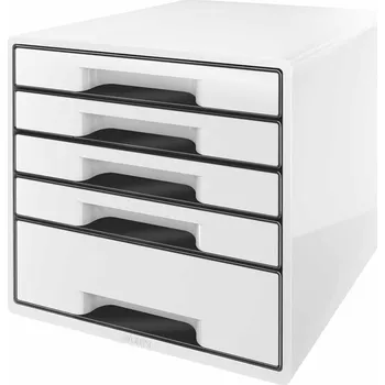 Zásuvkový kontejner LEITZ WOW CUBE, 5 zásuvek, bílá/černá