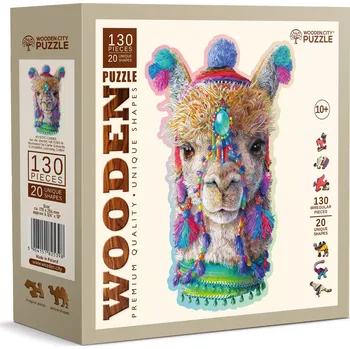 Dětské zboží Dřevěné puzzle mystická lama 130 dílků WOODEN CITY