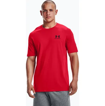 Pánské oblečení Pánské tréninkové tričko Under Armour Sportstyle Left Chest SS červené/černé