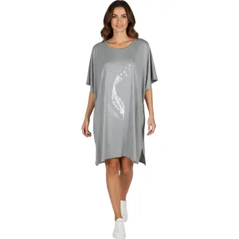 Dámské oblečení JetFashion Dámská nadměrná halenka s krátkým rukávem EMY Barva: Šedá