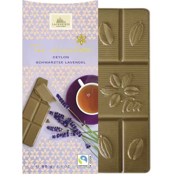 Čokoláda LAUENSTEIN Bílá čajová čokoláda s černým čajem a levandulí 60g