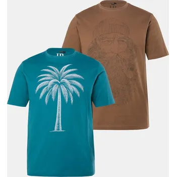 Pánské tričko JP1880, Plus size Tričko JP1880, 2-balení, krátké rukávy, potisk na hrudi, do 8XL pro plnoštíhlé nadměrná velikost, 846672748-1456, tyrkysový, 7XL, Plus size oblečení, Oblečení pro vysoké muže, Nadměrné velikosti, Oblečení pro plnoštíhlé.