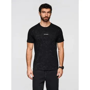 Pánská móda Ombre Clothing Pánské černé tričko s květinovým potiskem a nápisem V1 TSPT-0263