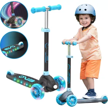 Koloběžka evo eclipse dětská tříkolová koloběžka s LED koly a podestou, nastavitelná výška, modrá