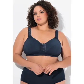 Podprsenka Ulla Popken, Plus size Jemná podprsenka, krajkové detaily, bez kostic, košíčky C-E pro plnoštíhlé nadměrná velikost, 828233139-1094, modrý, 105D, Nadměrné velikosti, Plus size oblečení, Oblečení pro boubelky, Oblečení pro baculky, Oblečení pro plnoštíhlé,