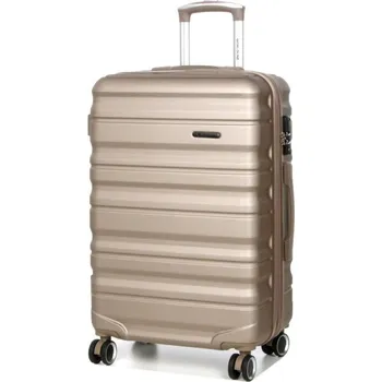 Střední cestovní kufr s expandérem ABS,TSA 60l Worldline 628 zlatá/champagne