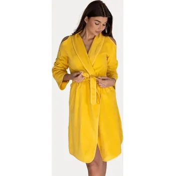 Dámské oblečení Soft Cotton Dámský krátký župan GLORIA, Žlutá, 380 g / m², Česaná prémiová bavlna 100%, Krátký - vel. M