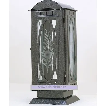 Smuteční dekorace Svítilna na postavení výstřih ovál oblá střecha - malá - starostříbro