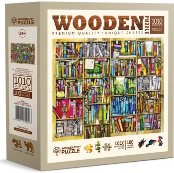 Dětské zboží Dřevěné puzzle Police s knihami 1010 dílků WOODEN CITY