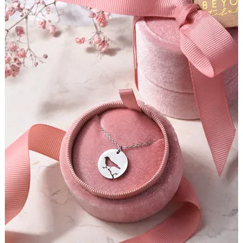 Řetízek Dárková krabička a řetízek s výřezem ptáčka ocelový