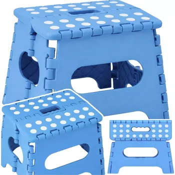 Stolička Skládací plastová stolička s protiskluzem, modrá 24 × 19 cm