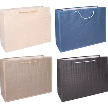 Dárková taška L 32 × 38 × 12 cm – elegantní reliéfní provedení, mix barev