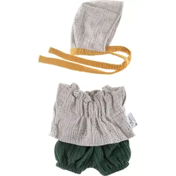 Doplněk pro panenku Alimi Oblečky pro panenky 32 cm tunika kraťasky a čepička zelená/šedá
