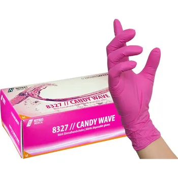 Vyšetřovací rukavice NITRAS Nitrilové rukavice purpurové - CANDY WAVE 100 ks Velikost: S (7)