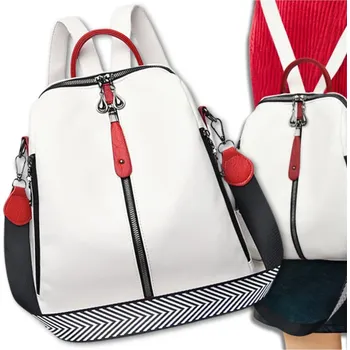 Městský batoh Velký dámský retro batoh, bílá kvalitní umělé kůže, 30x28x12 cm