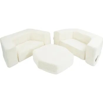 Pohovka Flumi modulární dětská pohovka z pěny 6 dílů Manšestr, krémová