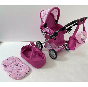 Kočárek pro panenku Kočárek pro panenky 3v1 Unicorns