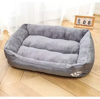 Pelíšek pro psa Pelíšek pro psa M (49,8 × 39,9 cm) – měkký, s vyvýšenými okraji a protiskluzovou spodní částí - šedá