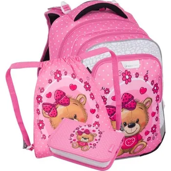 Dětské zboží Malý školní set pro prvňáčky Lumi 24 H Medvídek (batoh + penál + sáček na tělocvik)